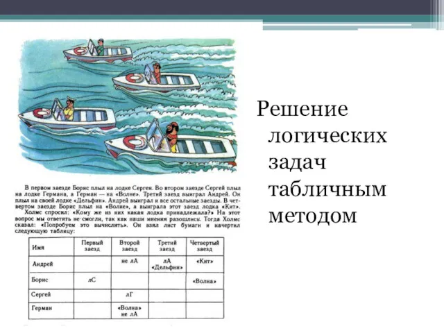 Решение логических задач табличным методом