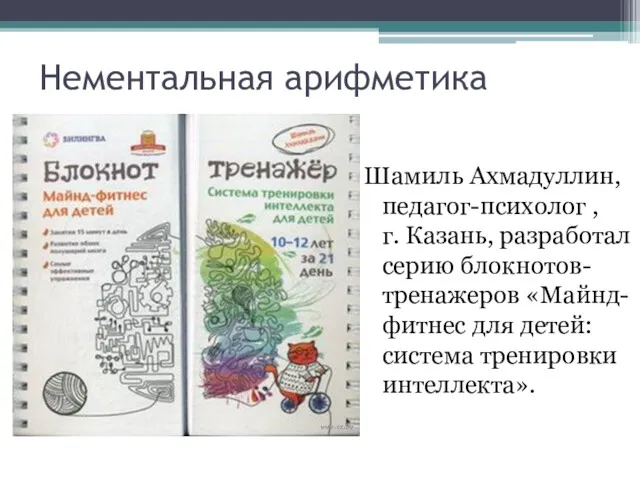 Нементальная арифметика Шамиль Ахмадуллин, педагог-психолог , г. Казань, разработал серию