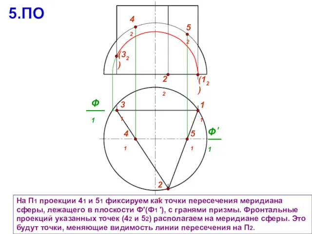 31 11 На П1 проекции 41 и 51 фиксируем как