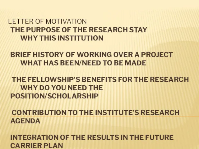 THE PURPOSE OF THE RESEARCH STAY WHY THIS INSTITUTION BRIEF HISTORY OF WORKING