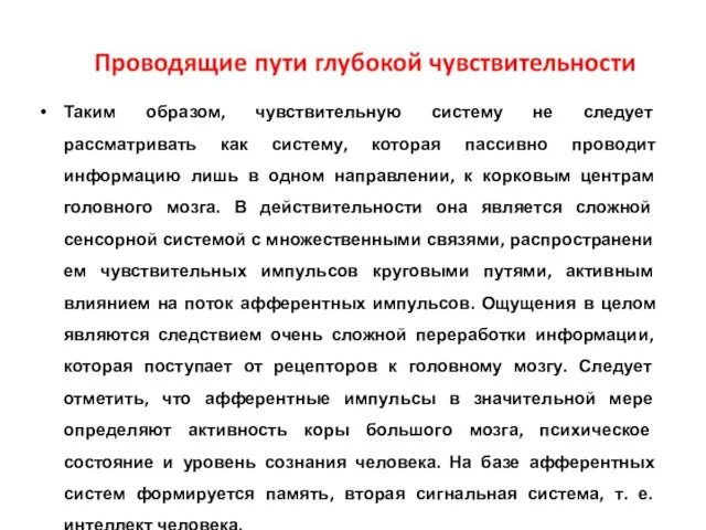 Таким образом, чувствительную систему не следует рассматривать как систему, которая