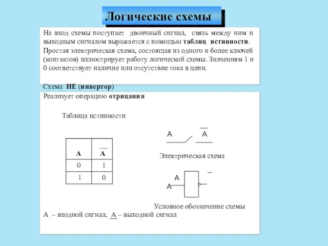 На вход схемы поступает двоичный сигнал, связь между ним и