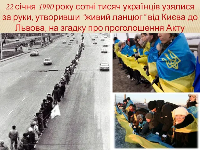 22 січня 1990 року сотні тисяч українців узялися за руки, утворивши “живий ланцюг”