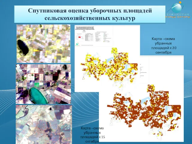 Спутниковая оценка уборочных площадей сельскохозяйственных культур Карта –схема убранных площадей