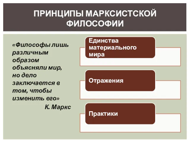 «Философы лишь различным образом объясняли мир, но дело заключается в