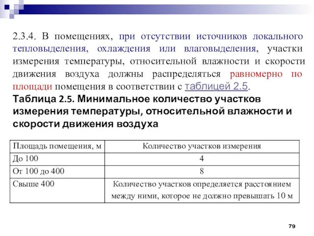 2.3.4. В помещениях, при отсутствии источников локального тепловыделения, охлаждения или