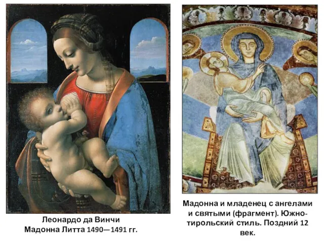 Леонардо да Винчи Мадонна Литта 1490—1491 гг. Мадонна и младенец