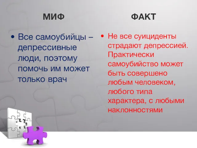 Все самоубийцы – депрессивные люди, поэтому помочь им может только врач ФАКТ Не