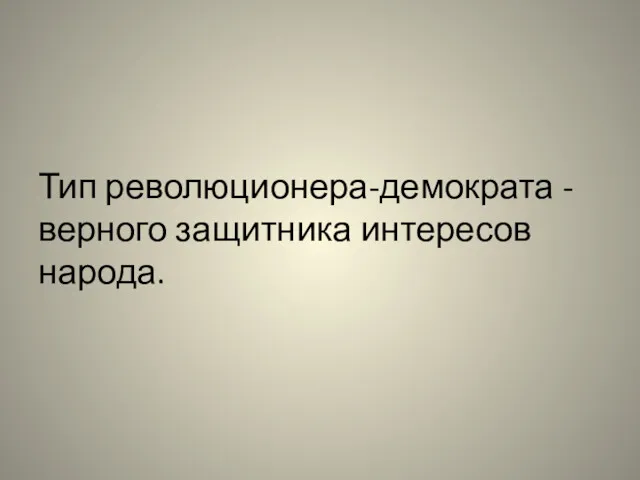 Тип революционера-демократа - верного защитника интересов народа.