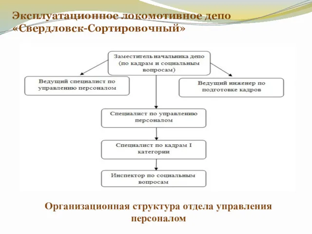 Эксплуатационное локомотивное депо «Свердловск-Сортировочный» Организационная структура отдела управления персоналом