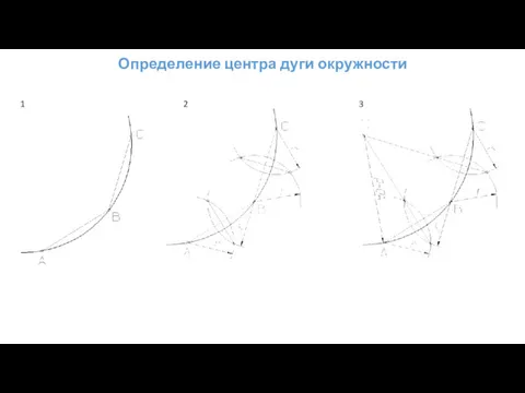 Определение центра дуги окружности 1 2 3