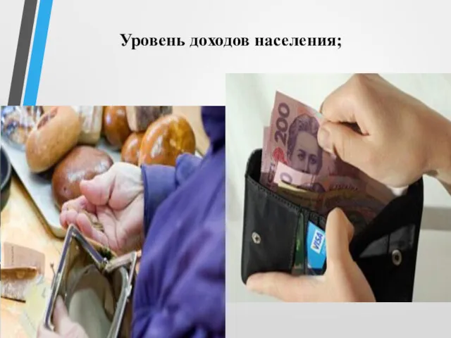 Уровень доходов населения;