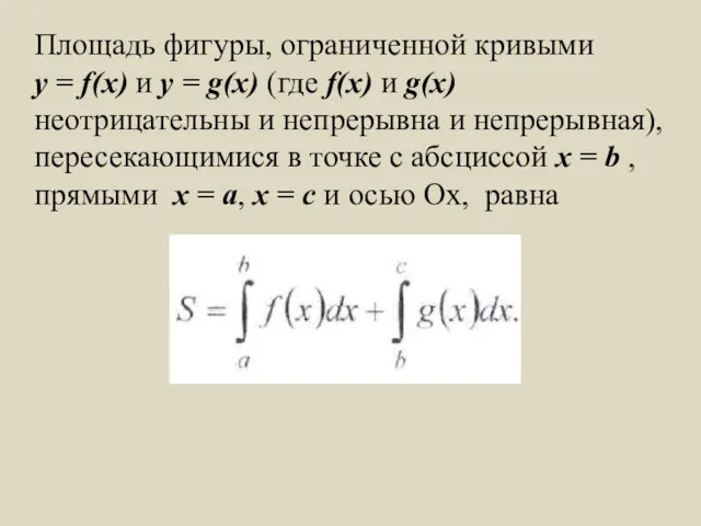 Площадь фигуры, ограниченной кривыми y = f(x) и y =