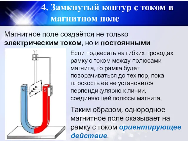 4. Замкнутый контур с током в магнитном поле Магнитное поле