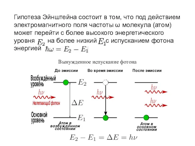 Гипотеза Эйнштейна состоит в том, что под действием электромагнитного поля частоты ω молекула