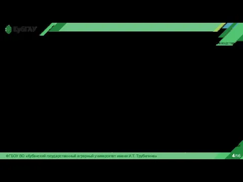 ФГБОУ ВО «Кубанский государственный аграрный университет имени И.Т. Трубилина» 4/16