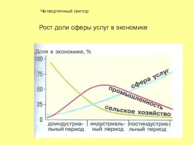 Рост доли сферы услуг в экономике Четвертичный сектор