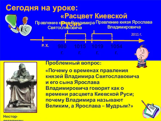 Р. Х. «Расцвет Киевской Руси» 2011 г. Сегодня на уроке: Проблемный вопрос: «Почему