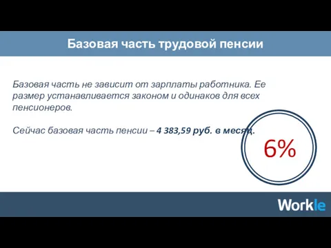 Базовая часть трудовой пенсии Базовая часть не зависит от зарплаты