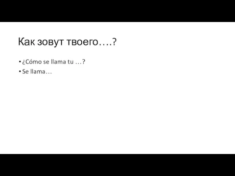 Как зовут твоего….? ¿Cómo se llama tu …? Se llama…