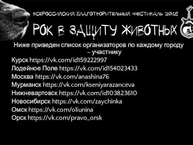 Ниже приведен список организаторов по каждому городу – участнику Курск