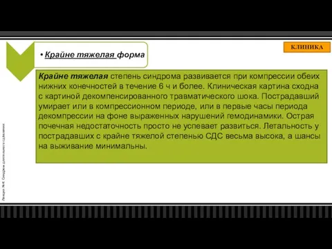 Лекция №4: Синдром длительного сдавления КЛИНИКА Крайне тяжелая степень синдрома