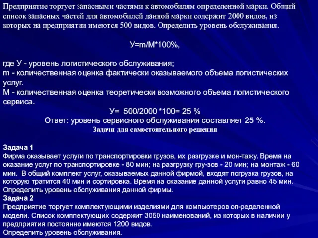 Предприятие торгует запасными частями к автомобилям определенной марки. Общий список