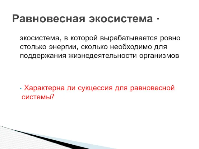 экосистема, в которой вырабатывается ровно столько энергии, сколько необходимо для