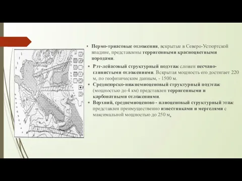 Пермо-триасовые отложения, вскрытые в Северо-Устюртской впадине, представлены терригенными красноцветными породами.