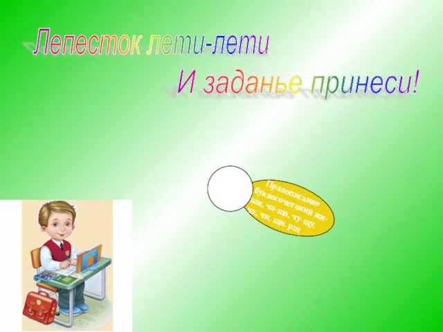 Правописание буквосочетаний жи-ши, ча-ща, чу-щу, чк, чн, щн. рщ Лепесток лети-лети И заданье принеси!