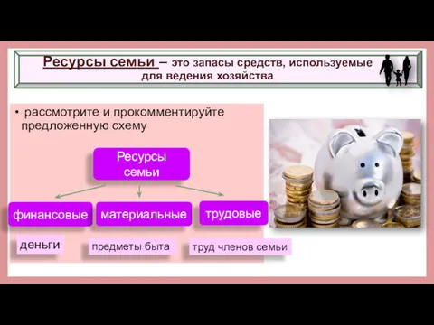 Ресурсы семьи – это запасы средств, используемые для ведения хозяйства