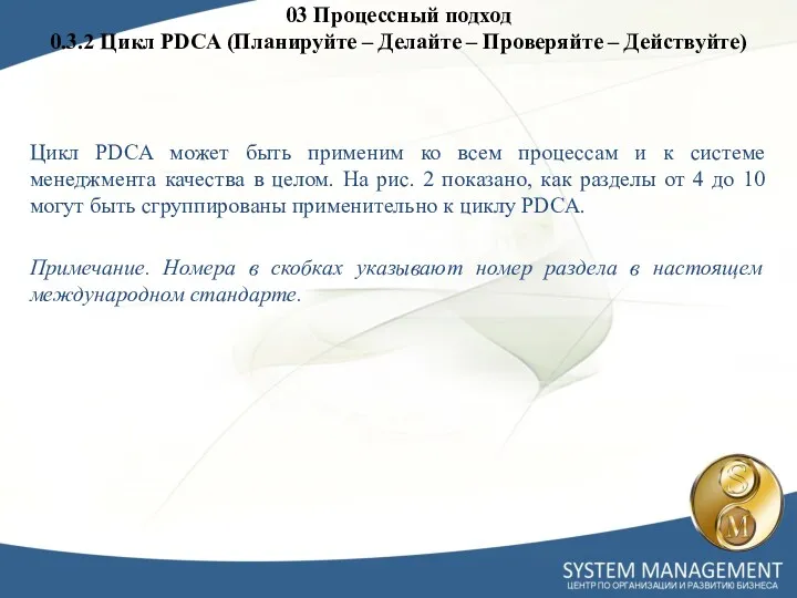 03 Процессный подход 0.3.2 Цикл PDCA (Планируйте – Делайте –