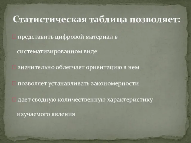  представить цифровой материал в систематизированном виде  значительно облегчает