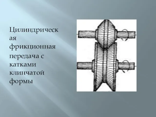 Цилиндрическая фрикционная передача с катками клинчатой формы