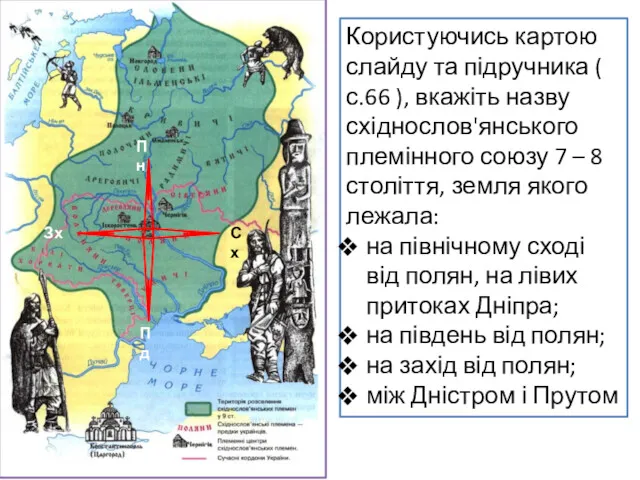 Користуючись картою слайду та підручника ( с.66 ), вкажіть назву