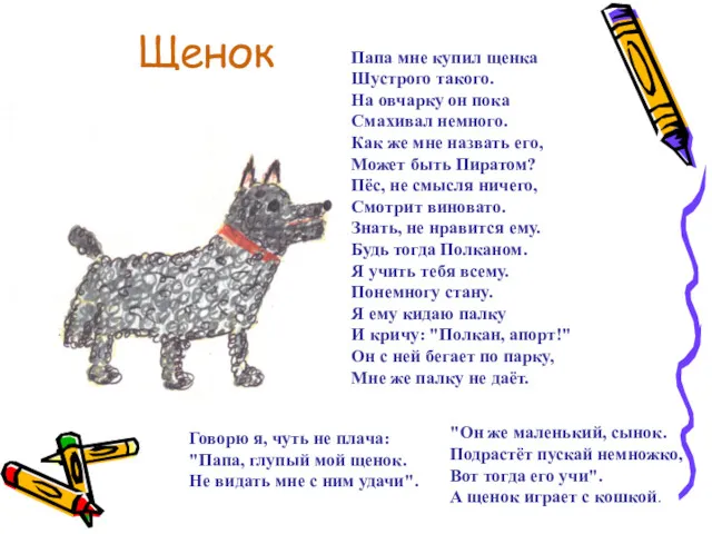 Щенок Папа мне купил щенка Шустрого такого. На овчарку он