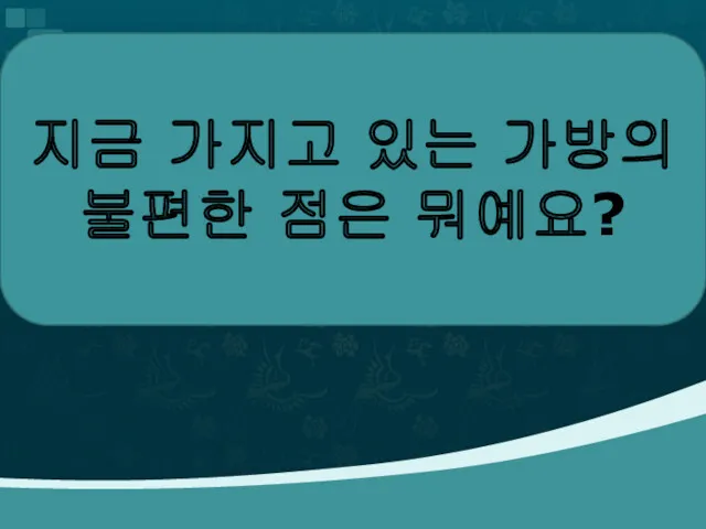 지금 가지고 있는 가방의 불편한 점은 뭐예요?