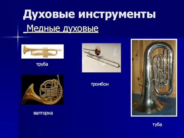 Духовые инструменты Медные духовые труба валторна тромбон туба