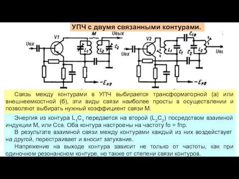 Связь между контурами в УПЧ выбирается трансформаторной (а) или внешнеемкостной