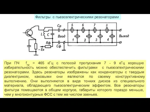 Фильтры с пьезоэлектрическими резонаторами При ПЧ fпр = 465 кГц