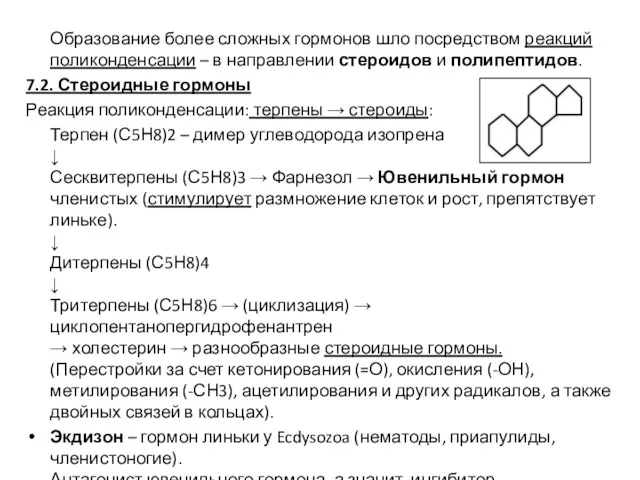 Образование более сложных гормонов шло посредством реакций поликонденсации – в