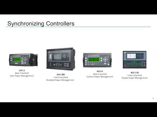 Synchronizing Controllers GPC-3 Base mounted Non-Power Management AGC 200 Front