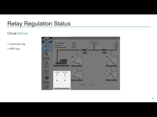Relay Regulation Status Check Device > Governor reg. > AVR reg.