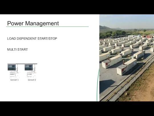 Power Management LOAD DEPENDENT START/STOP MULTI START Genset 1 Genset 2