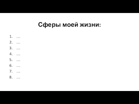 Сферы моей жизни: … … … … … … … …