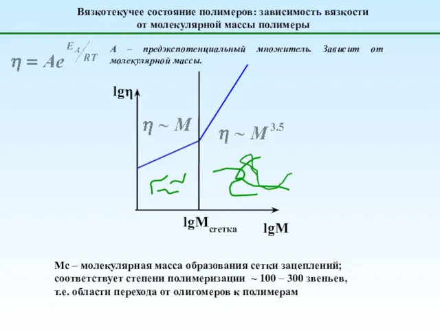 Вязкотекучее состояние полимеров: зависимость вязкости от молекулярной массы полимеры А