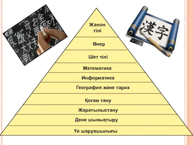 Жапон тілі Өнер Шет тілі Математика Информатика География және тарих