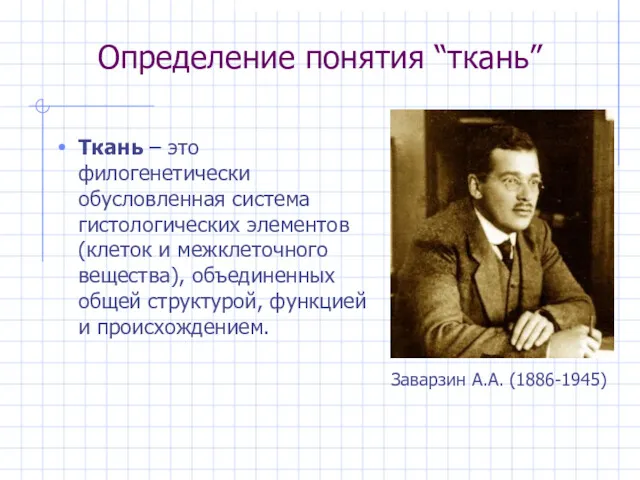 Определение понятия “ткань” Ткань – это филогенетически обусловленная система гистологических