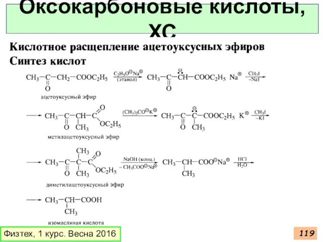 Оксокарбоновые кислоты, ХС Физтех, 1 курс. Весна 2016