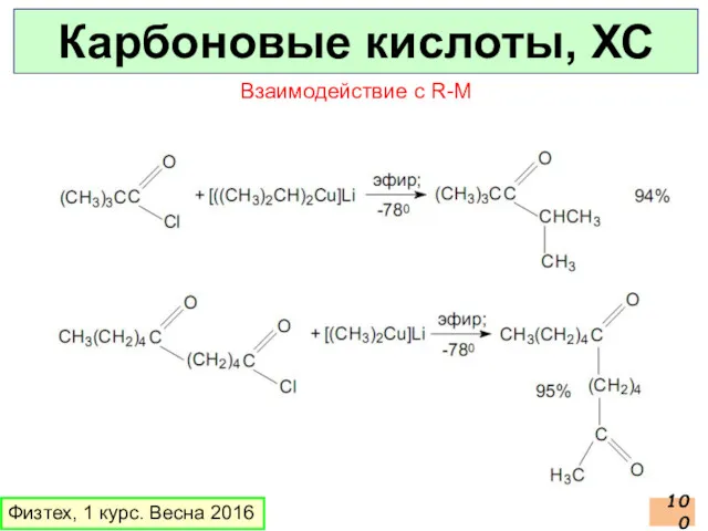 Карбоновые кислоты, ХС Физтех, 1 курс. Весна 2016 Взаимодействие с R-M